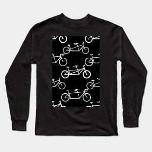 Tandem types pattern - white on black Long Sleeve T-Shirt